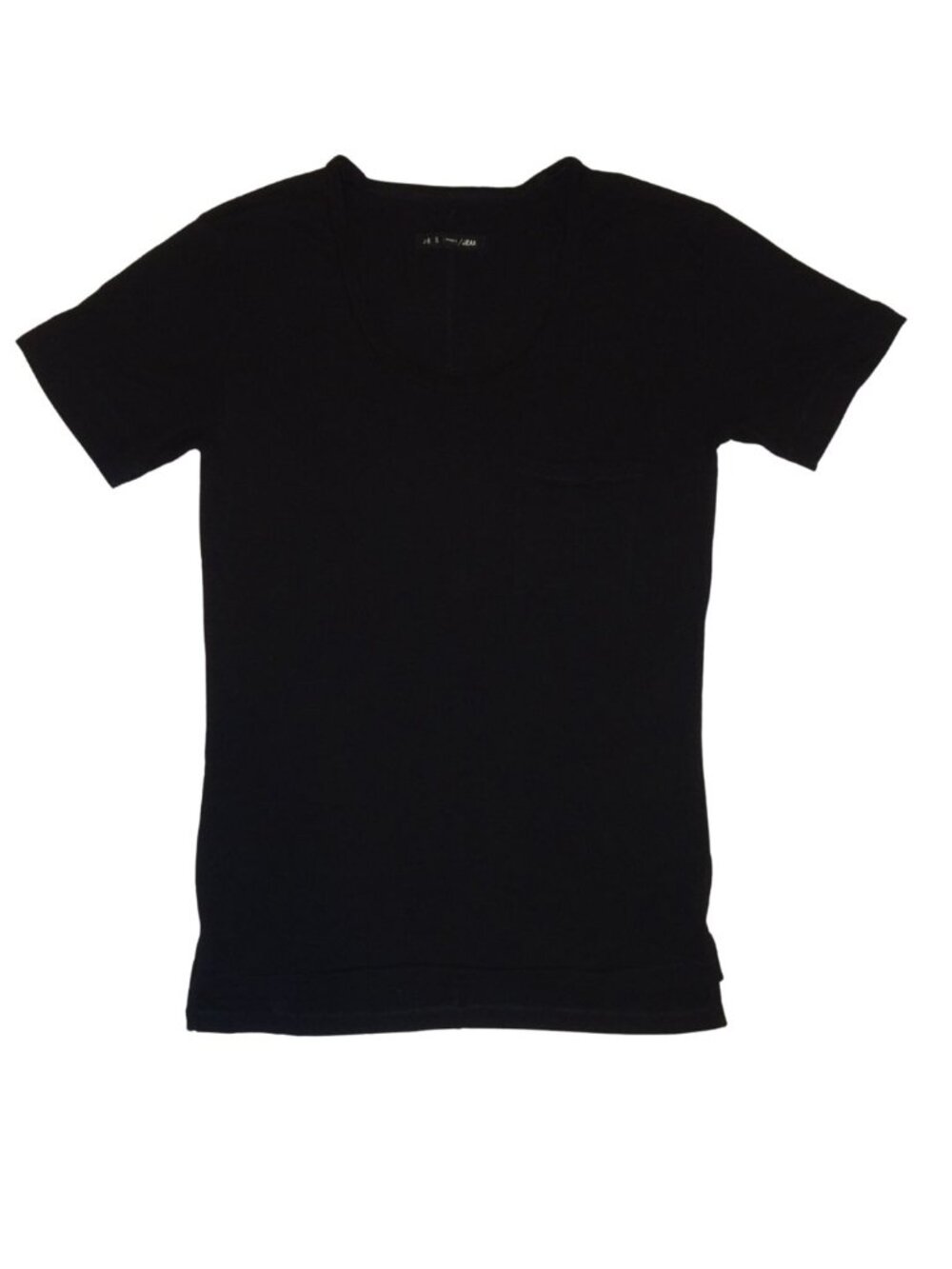Rag & Bone Black Scoop Neck Pocket Short Sleeve Shirt